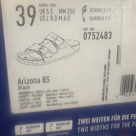 Women’s Black Birkenstocks with brushed silver hardware-Never worn - Picture 2 of 3